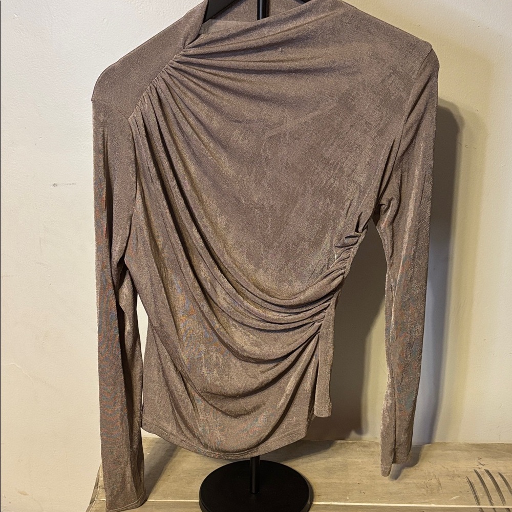 SHEIN Brown Drape Blouse